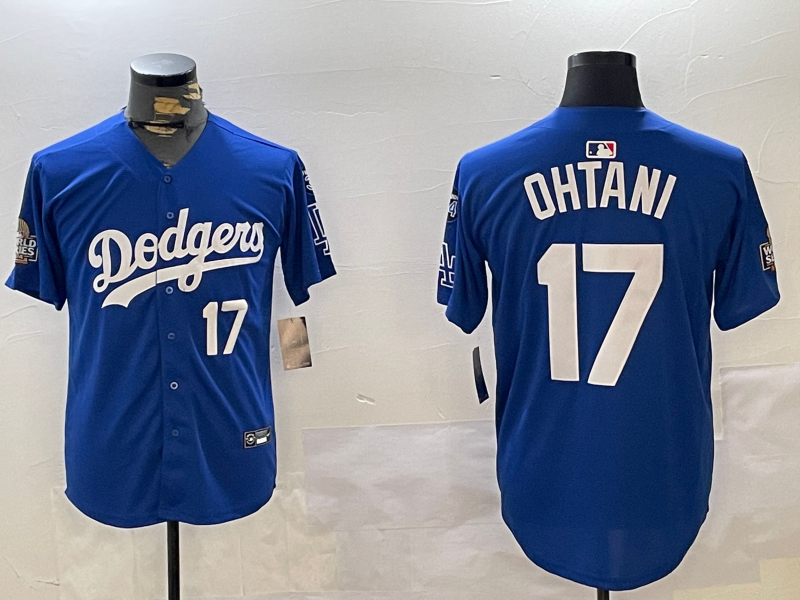 Men Los Angeles Dodgers #17 Ohtani 2024 World series patch blue jersey 20241120125->los angeles dodgers->MLB Jersey